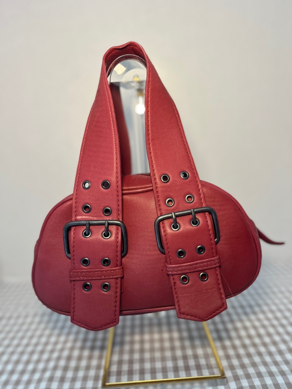 Free People Red Mini Shoulder Bag with Buckle Straps